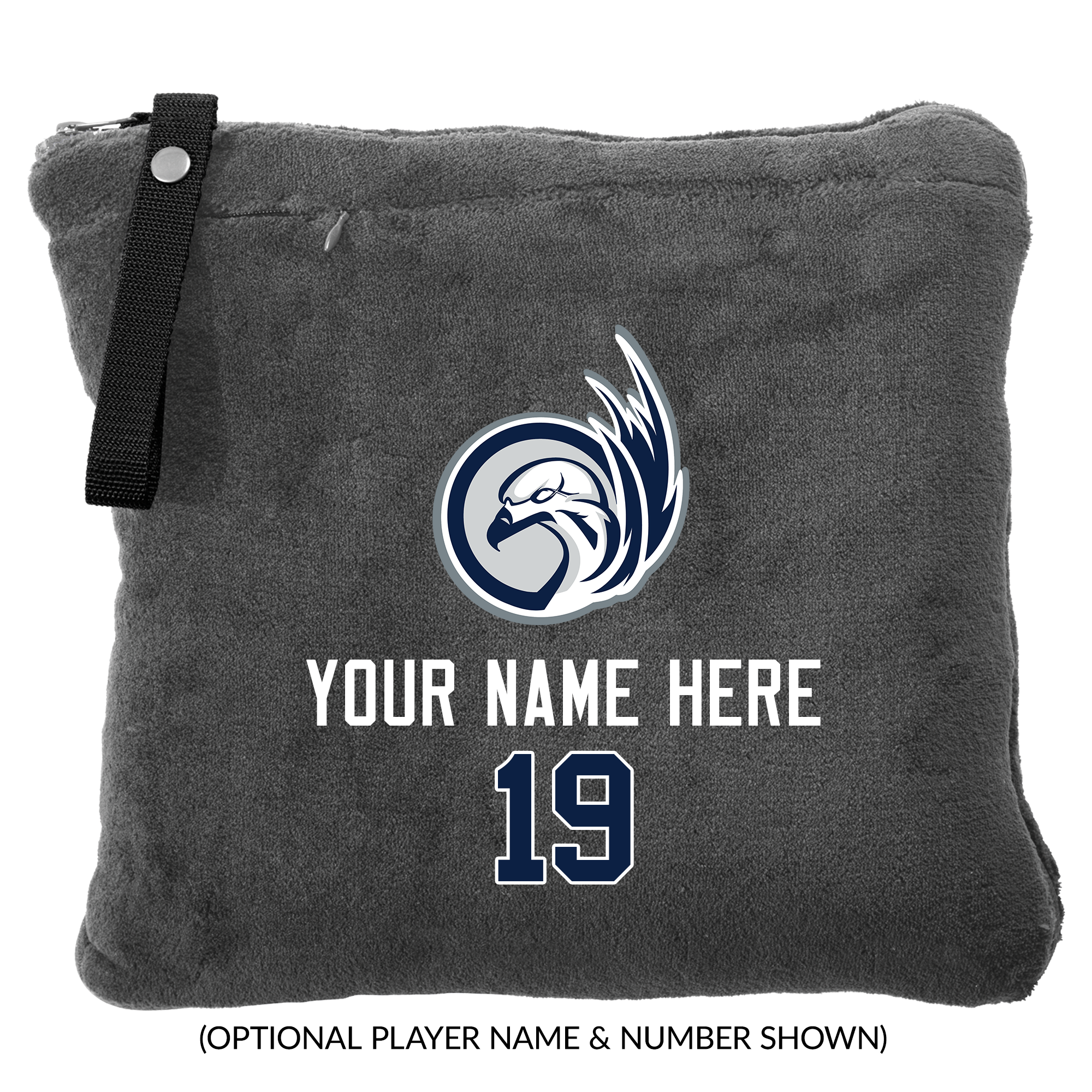 Nest packable travel blanket, customized, deep smoke