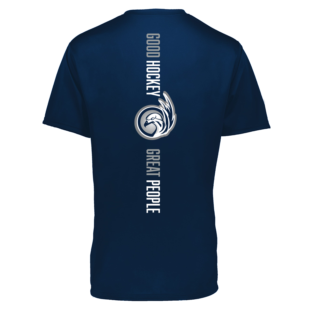 Nest performance tee, "Good Hockey Great People" logo (back version), navy